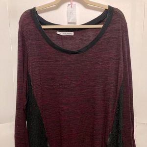 Burgundy sweater with Black Lace and Zipper detail